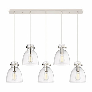 Newton Bell - 5 Light Cord Hung Linear Pendant In Industrial Style-9.63 Inches Tall and 39.75 Inches Wide