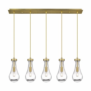 Owego - 5 Light Cord Hung Linear Pendant In Art Deco Style-11.25 Inches Tall and 36.88 Inches Wide - 1302459