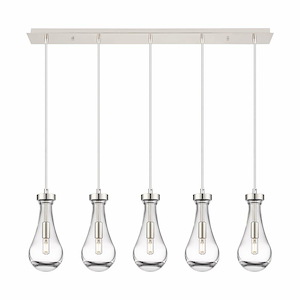 Owego - 5 Light Cord Hung Linear Pendant In Art Deco Style-11.25 Inches Tall and 36.88 Inches Wide - 1302459