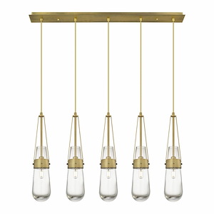 Milan - 5 Light Cord Hung Linear Pendant In Art Deco Style-20.25 Inches Tall and 36.13 Inches Wide - 1302515