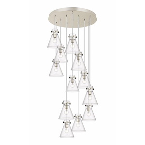 Newton Cone - 12 Light Cord Hung Pendant In Industrial Style-9.88 Inches Tall and 27.25 Inches Wide