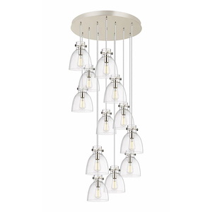 Newton Bell - 12 Light Cord Hung Pendant In Industrial Style-9.63 Inches Tall and 27.25 Inches Wide
