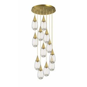 Malone - 12 Light Cord Hung Pendant In Art Deco Style-14.38 Inches Tall and 25.25 Inches Wide