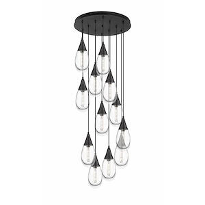 Malone - 12 Light Cord Hung Pendant In Art Deco Style-14.38 Inches Tall and 25.25 Inches Wide