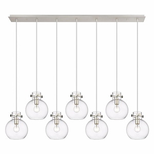 Newton Sphere - 7 Light Cord Hung Linear Pendant In Industrial Style-9.13 Inches Tall and 51.75 Inches Wide