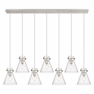 Newton Cone - 7 Light Cord Hung Linear Pendant In Industrial Style-9.88 Inches Tall and 51.75 Inches Wide - 1302416
