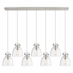 Newton Bell - 7 Light Cord Hung Linear Pendant In Industrial Style-9.63 Inches Tall and 51.75 Inches Wide