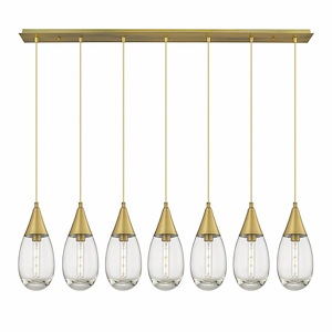 Malone - 7 Light Cord Hung Linear Pendant In Art Deco Style-14.38 Inches Tall and 49.75 Inches Wide