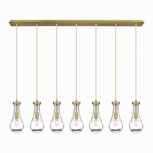 Owego - 7 Light Cord Hung Linear Pendant In Art Deco Style-11.25 Inches Tall and 48.88 Inches Wide - 1302522