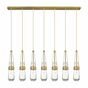 Milan - 7 Light Cord Hung Linear Pendant In Art Deco Style-20.25 Inches Tall and 48.13 Inches Wide