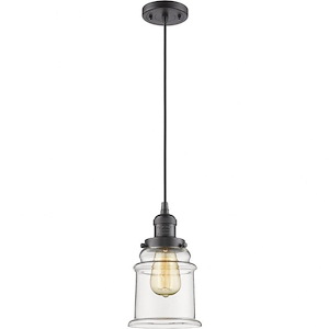Canton - 1 Light Cord Hung Mini Pendant In Industrial Style-10 Inches Tall and 6 Inches Wide