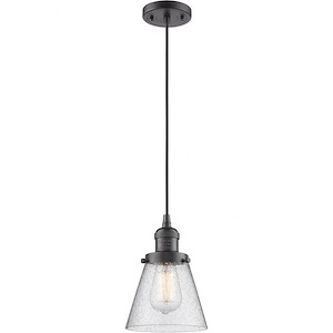 Cone - 1 Light Cord Hung Mini Pendant In Industrial Style-8 Inches Tall and 6 Inches Wide