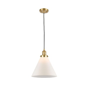 X-Large Cone-1 Light Mini Pendant in Industrial Style-12 Inches Wide by 14 Inches High
