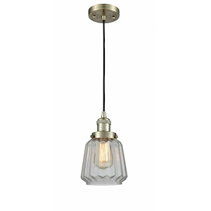 Chatham - 1 Light Cord Hung Mini Pendant In Art Deco Style-11 Inches Tall and 7 Inches Wide - 1288945