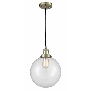 Beacon - 1 Light Cord Hung Mini Pendant In Industrial Style-13 Inches Tall and 10 Inches Wide - 1288946