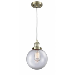 Beacon - 1 Light Cord Hung Mini Pendant In Industrial Style-11.5 Inches Tall and 8 Inches Wide
