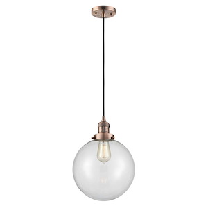 Beacon - 100W 1 LED Cord Hung Mini Pendant-13.63 Inch Tall and 10 Inch Wide - 1421603