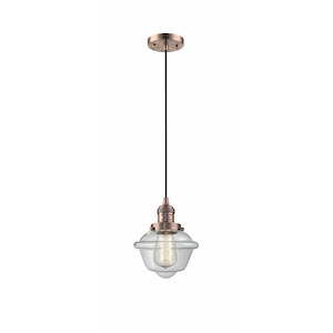Oxford - 1 Light Cord Hung Mini Pendant In Traditional Style-8 Inches Tall and 7.5 Inches Wide