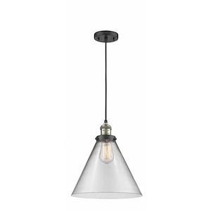 Cone - 1 Light Cord Hung Mini Pendant In Industrial Style-14 Inches Tall and 12 Inches Wide - 1288913