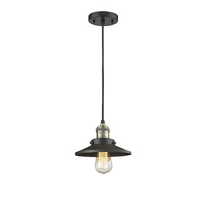 Railroad - 1 Light Cord Hung Mini Pendant In Traditional Style-8 Inches Tall and 8 Inches Wide - 1273984