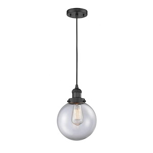 Beacon - 1 Light Cord Hung Mini Pendant In Industrial Style-11.5 Inches Tall and 8 Inches Wide