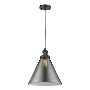 Cone - 1 Light Cord Hung Mini Pendant In Industrial Style-14 Inches Tall and 12 Inches Wide - 1288913