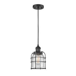 Bell Cage - 1 Light Cord Hung Mini Pendant In Traditional Style-9 Inches Tall and 6 Inches Wide