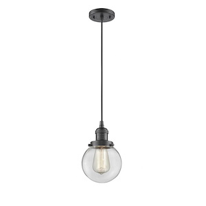 Beacon - 1 Light Cord Hung Mini Pendant In Industrial Style-9.5 Inches Tall and 6 Inches Wide