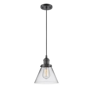 Cone - 1 Light Cord Hung Mini Pendant In Industrial Style-10 Inches Tall and 8 Inches Wide - 1288933