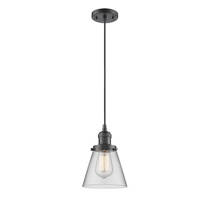 Cone - 1 Light Cord Hung Mini Pendant In Industrial Style-8 Inches Tall and 6 Inches Wide - 1285376