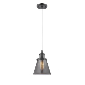 Cone - 1 Light Cord Hung Mini Pendant In Industrial Style-8 Inches Tall and 6 Inches Wide - 1285376