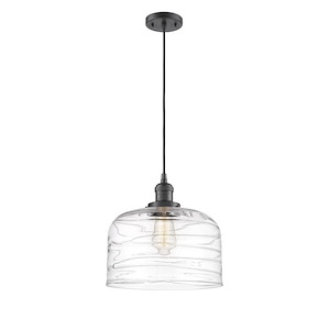 Bell - 1 Light Cord Hung Mini Pendant In Industrial Style-8 Inches Tall and 12 Inches Wide