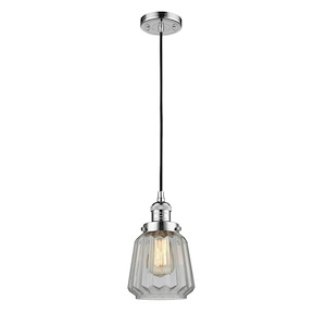 Chatham - 1 Light Cord Hung Mini Pendant In Art Deco Style-11 Inches Tall and 7 Inches Wide