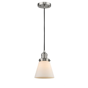 Cone - 1 Light Cord Hung Mini Pendant In Industrial Style-8 Inches Tall and 6 Inches Wide - 1285376