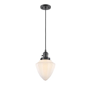 Bullet - 100W 1 LED Cord Down Hung Mini Pendant-11.13 Inch Tall and 7 Inch Wide - 1421654