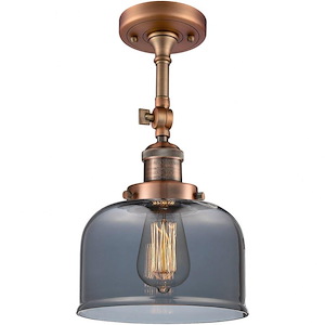 Large Bell-1 Light Semi-Flush Mount in Industrial Style-8 Inches Wide by 13.88 Inches High
