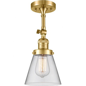 Small Cone-1 Light Semi-Flush Mount in Industrial Style-6.25 Inches Wide by 13.5 Inches High