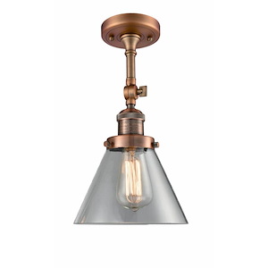Cone - 1 Light Semi-Flush Mount In Industrial Style-14.5 Inches Tall and 7.75 Inches Wide