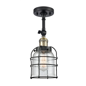 Bell Cage - 1 Light Semi-Flush Mount In Industrial Style-13.5 Inches Tall and 5 Inches Wide