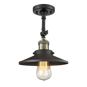 Railroad - 1 Light Adjustable Semi-Flush Mount-10.75 Inch Tall and 8 Inch Wide - 1421789