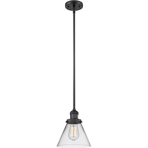 Large Cone-1 Light Mini Pendant in Industrial Style-8 Inches Wide by 10 Inches High