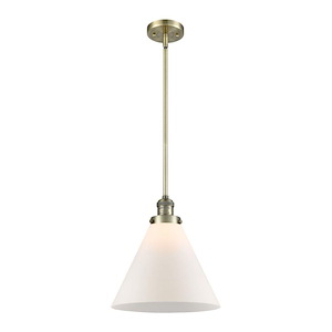 Cone - 1 Light Stem Hung Mini Pendant-16 Inch Tall and 12 Inch Wide - 1297645