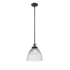 Seneca Falls - 1 Light Stem Hung Mini Pendant-12 Inch Tall and 9.5 Inch Wide - 1421810