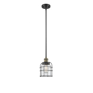 Bell Cage - 1 Light Mini Pendant In Traditional Style-9 Inches Tall and 6 Inches Wide