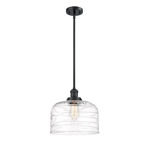 Bell - 1 Light Stem Hung Mini Pendant In Industrial Style-13 Inches Tall and 12 Inches Wide