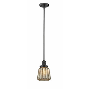Chatham - 1 Light Stem Hung Mini Pendant In Art Deco Style-8 Inches Tall and 7 Inches Wide - 1288936
