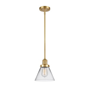 Cone - 1 Light Stem Hung Mini Pendant In Industrial Style-10 Inches Tall and 8 Inches Wide