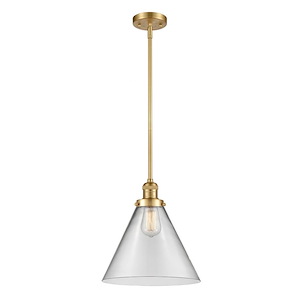 Cone - 1 Light Stem Hung Mini Pendant In Industrial Style-16 Inches Tall and 12 Inches Wide - 1288966
