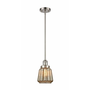 Chatham - 1 Light Stem Hung Mini Pendant In Art Deco Style-8 Inches Tall and 7 Inches Wide