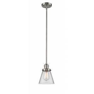 Cone - 1 Light Stem Hung Mini Pendant In Industrial Style-8 Inches Tall and 6 Inches Wide